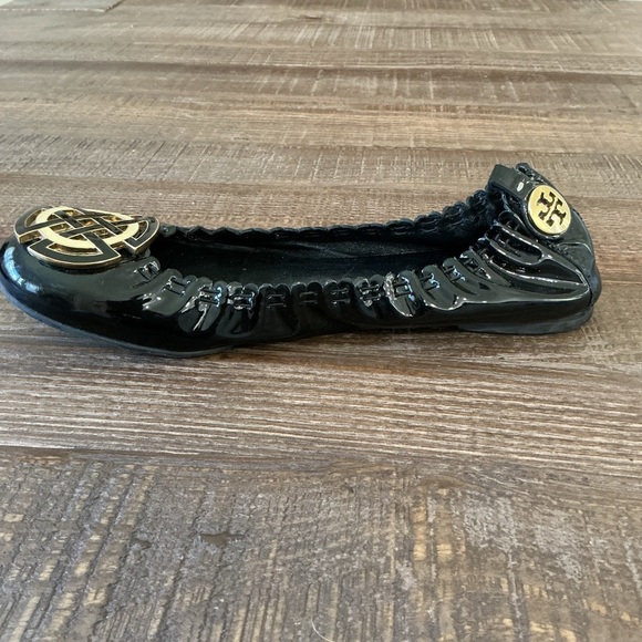 Tory Burch Black Ballerina Flats with Gold Accents - Picture 7 of 9